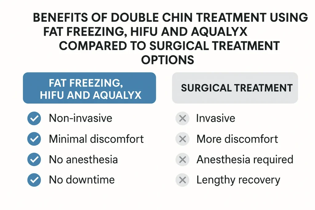 Graphic about the benefits of double chin treatment Essex - from LA LIPO