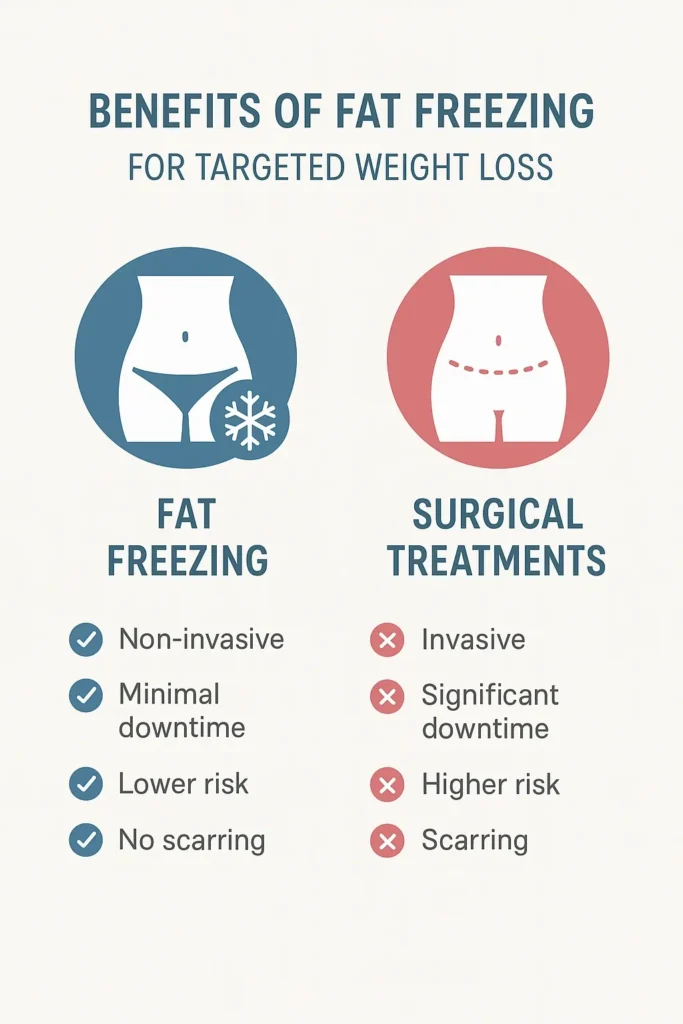 graphic showing the benefits of fat freezing Essex