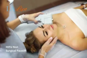 Woman having Hi-Fu to reduce wrinkles Essex.