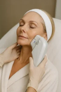 Woman receiving HIFU non surgical facelift treatment Essex