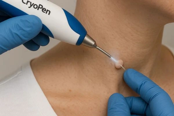 Person receiving Cryotherapy skin tag removal Essex