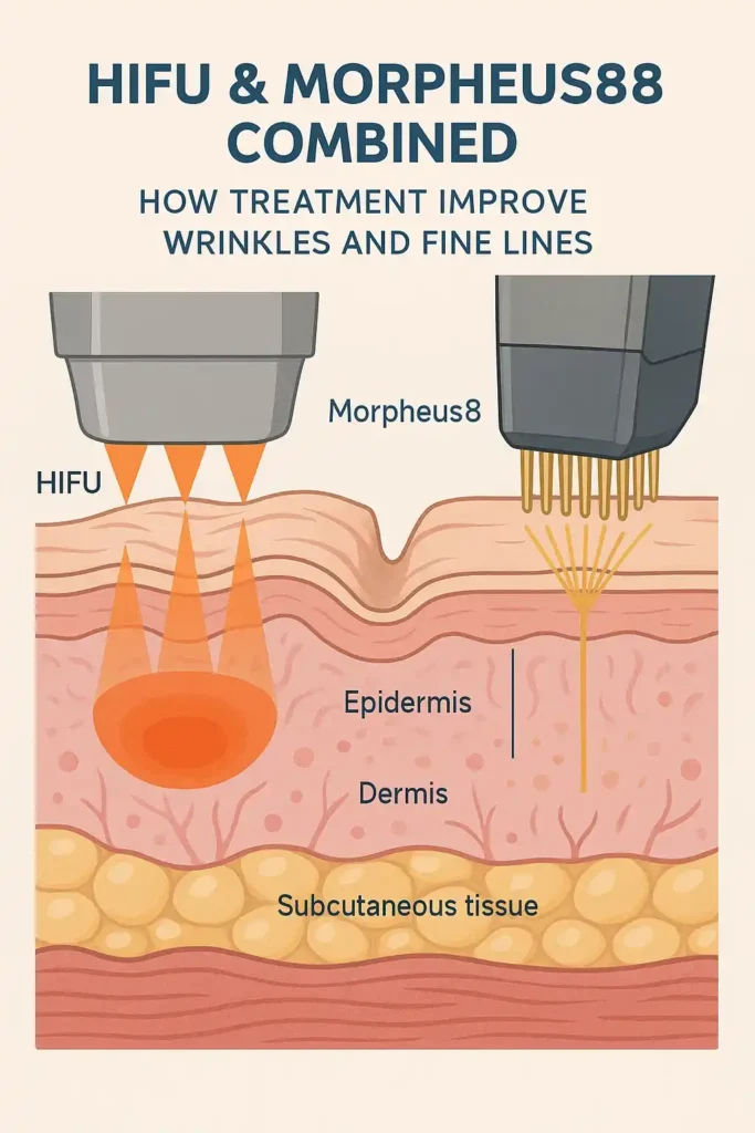 Diagram showing HIFU & Morpeus8 Essex and the benefits for reduction in wrinkles and fine lines